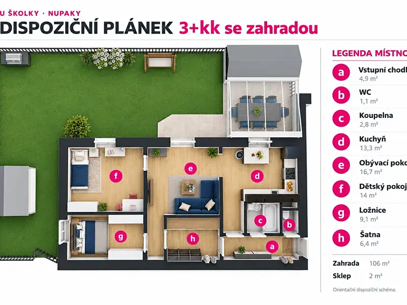 Prodej bytu 3+1, 69 m², Praha-východ, Nupaky
